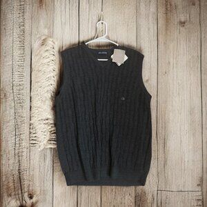 JOHN ASHFORD GRAY SWEATER WOOL VEST SIZE LARGE‎ NWT